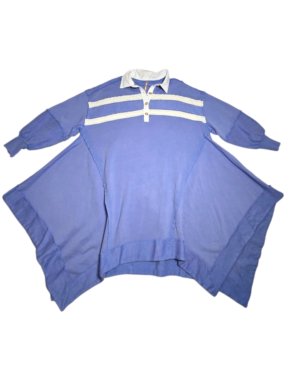 Free People Blair Sweatshirt Blue Varsity Polo Oversized Tunic XS NWT - Picture 4 of 14